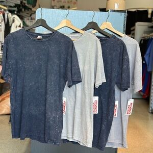 Men's Short Sleeve T-Shirt 4 Pack - Dark Navy and Gray Tie-Dye Wash